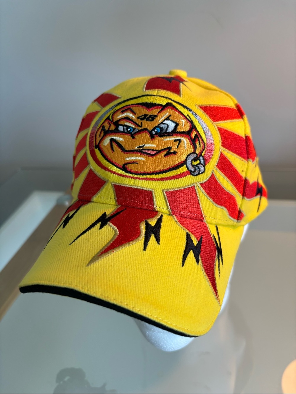 Vintage Rossi 46 Yellow & Red Sun Face Peak Cap